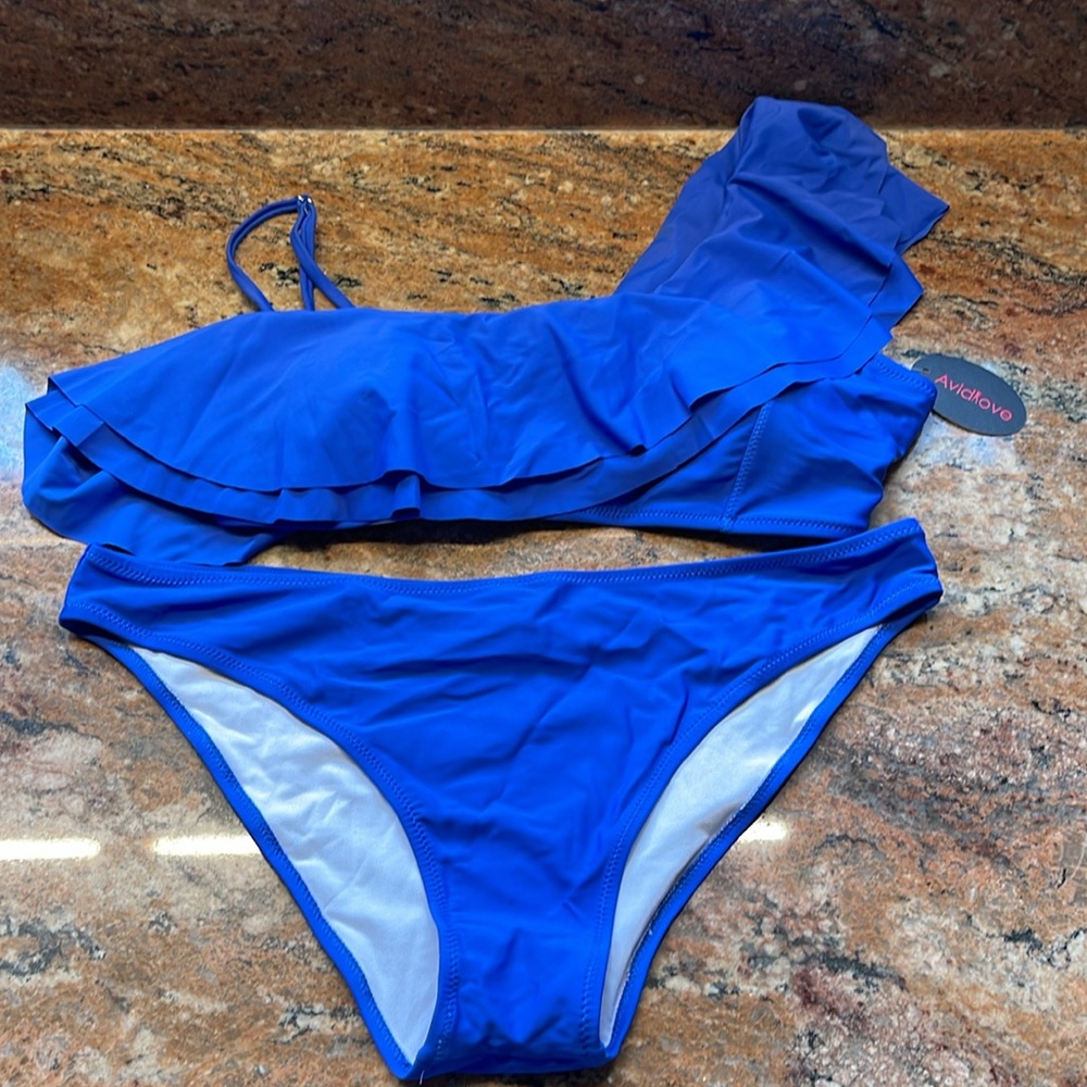 One Shoulder Ruffle Bikini Set
